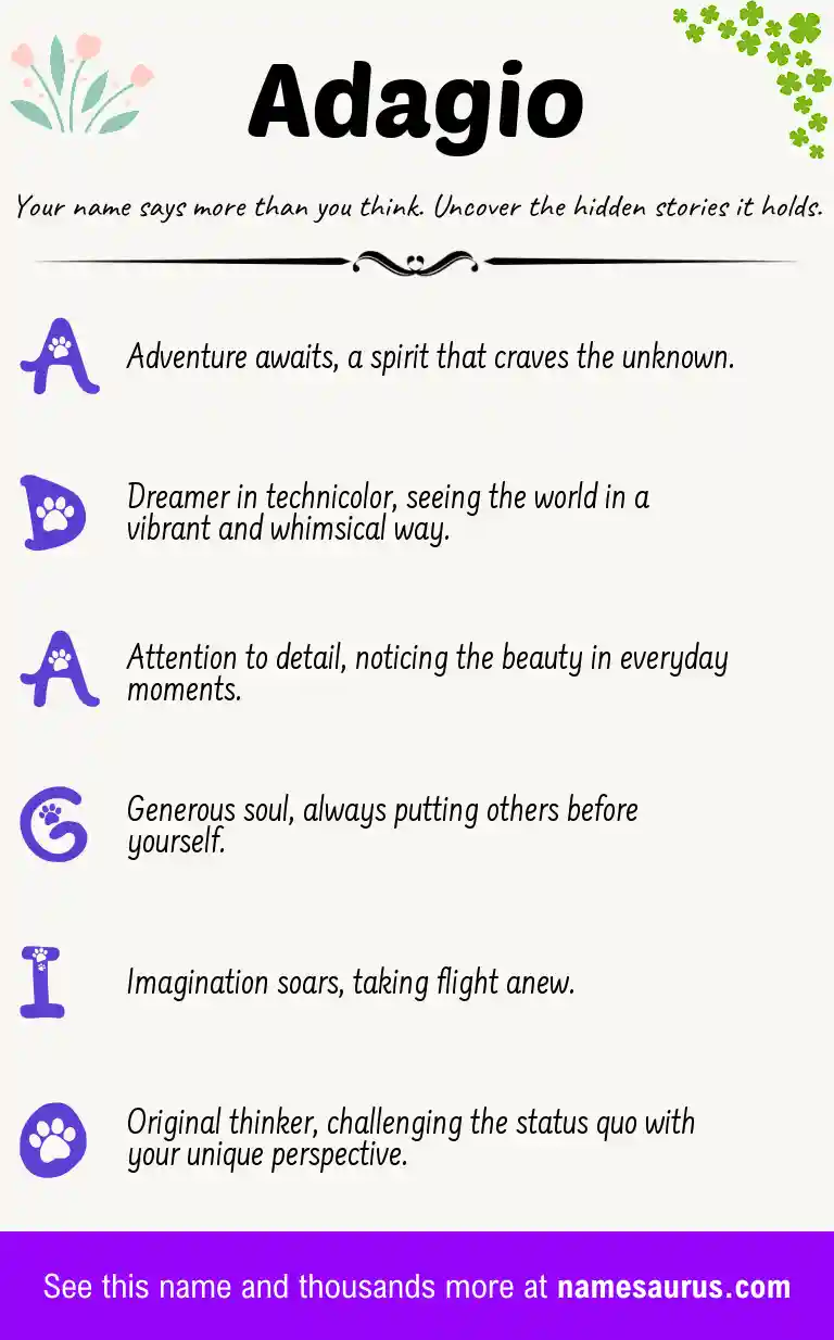 Acrostic poem about Adagio.