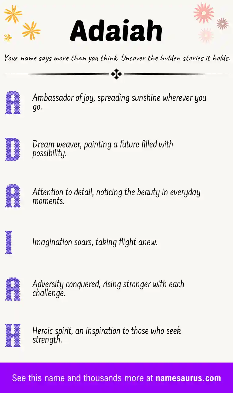 Acrostic poem about Adaiah.