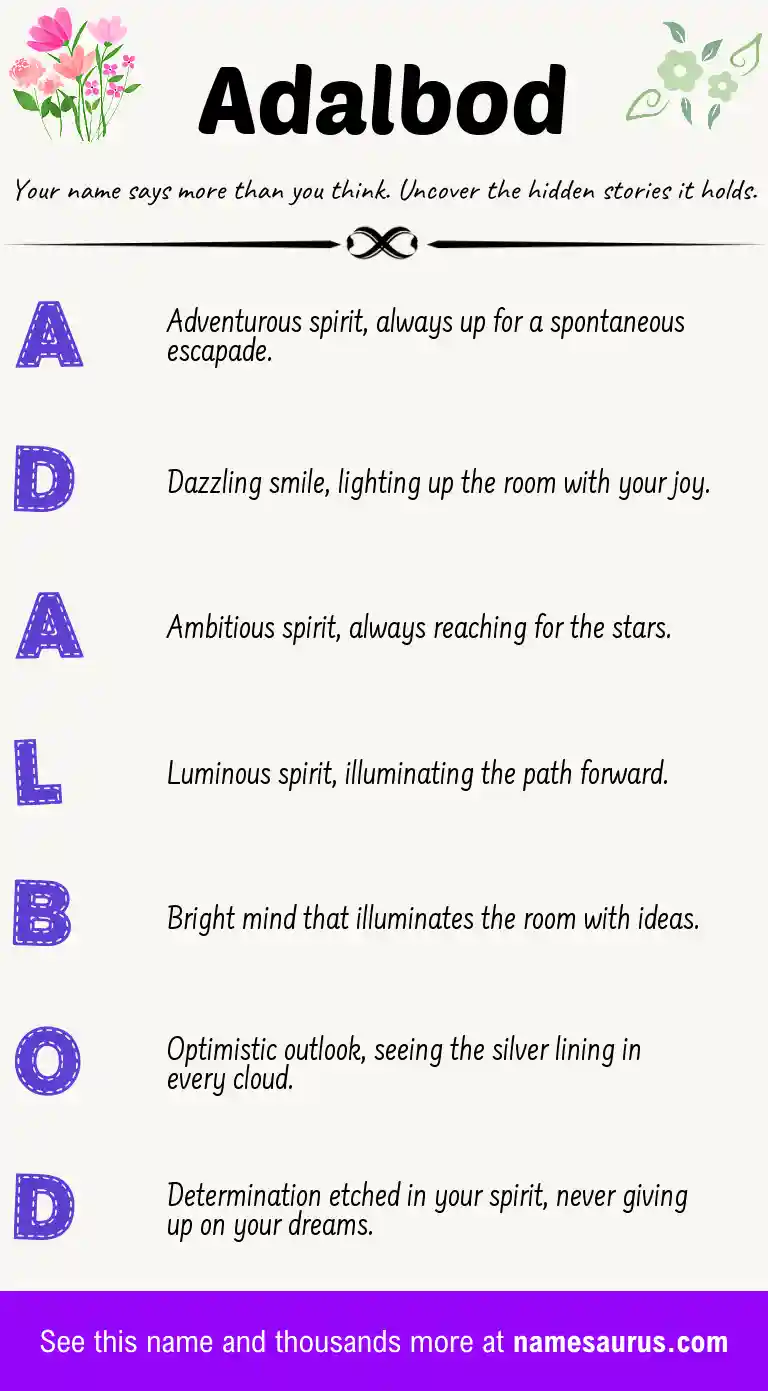 Acrostic poem about Adalbod.