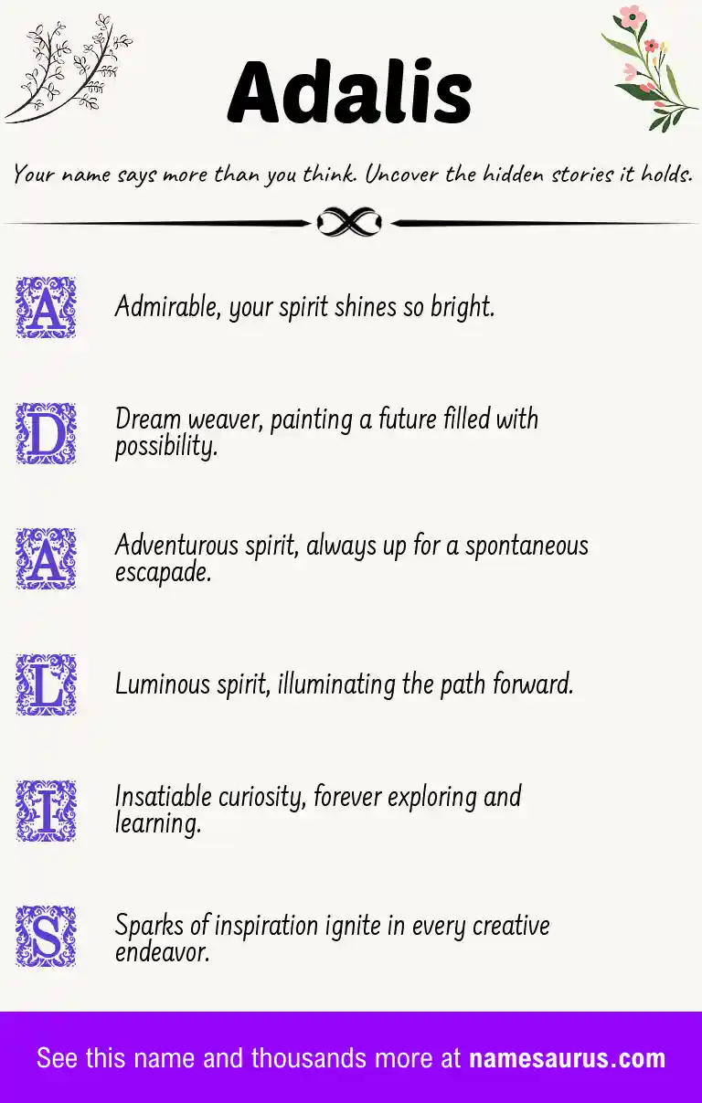 Acrostic poem about Adalis.