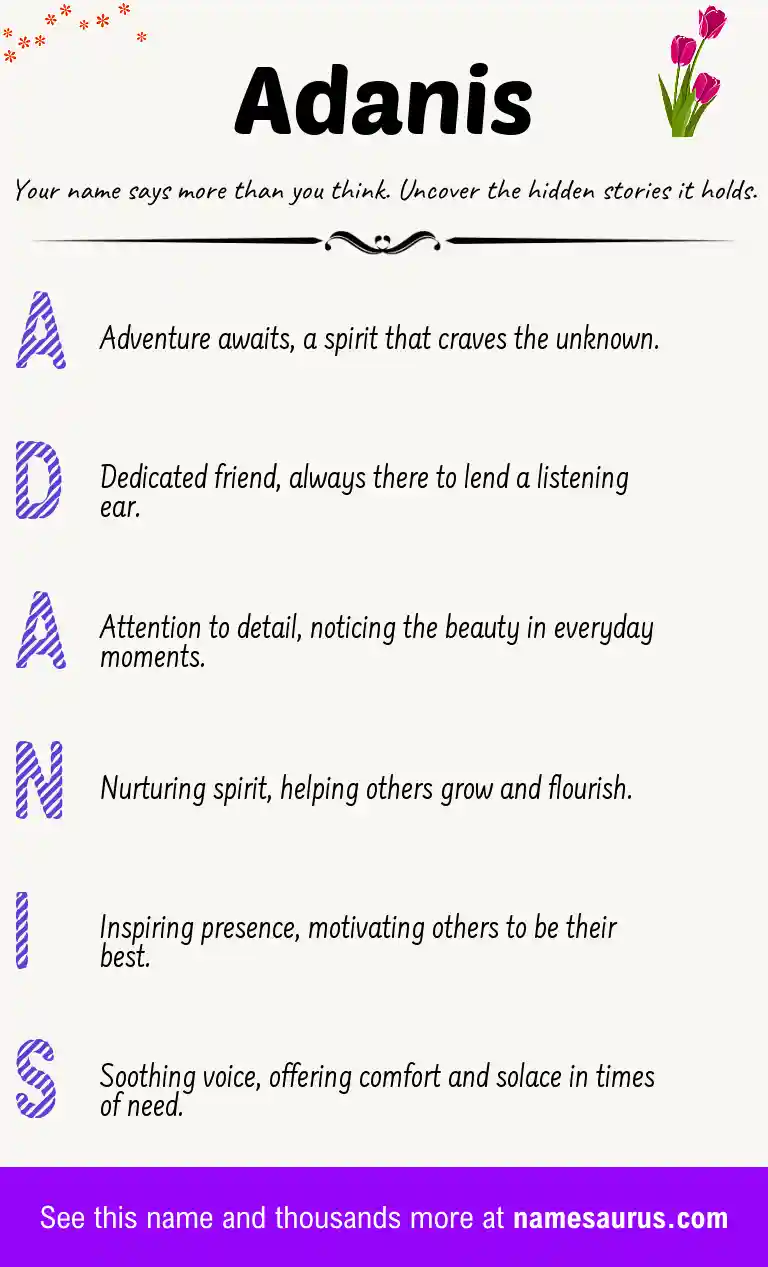 Acrostic poem about Adanis.