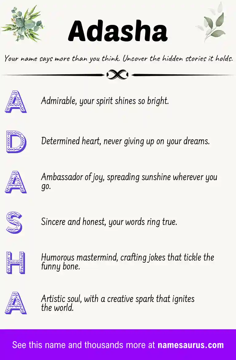 Acrostic poem about Adasha.