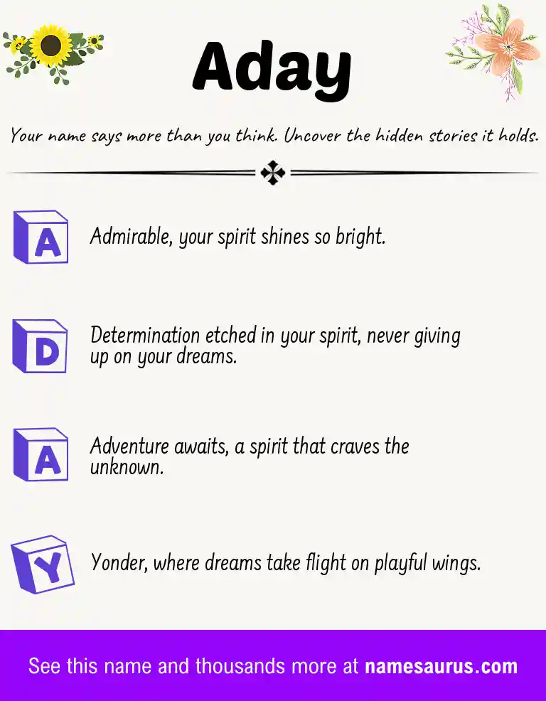 Acrostic poem about Aday.