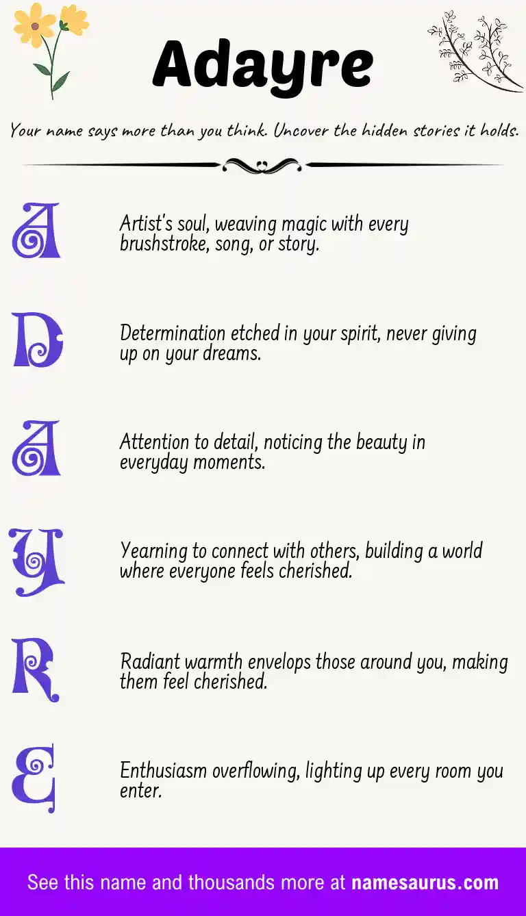 Acrostic poem about Adayre.