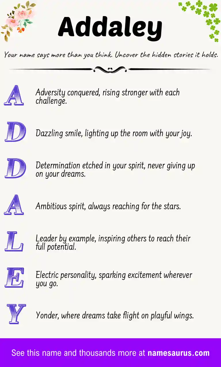 Acrostic poem about Addaley.