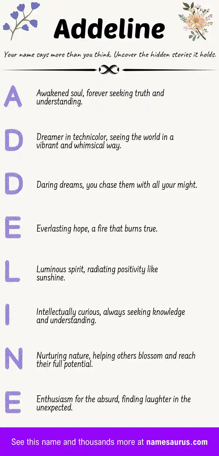Acrostic poem about Addeline.