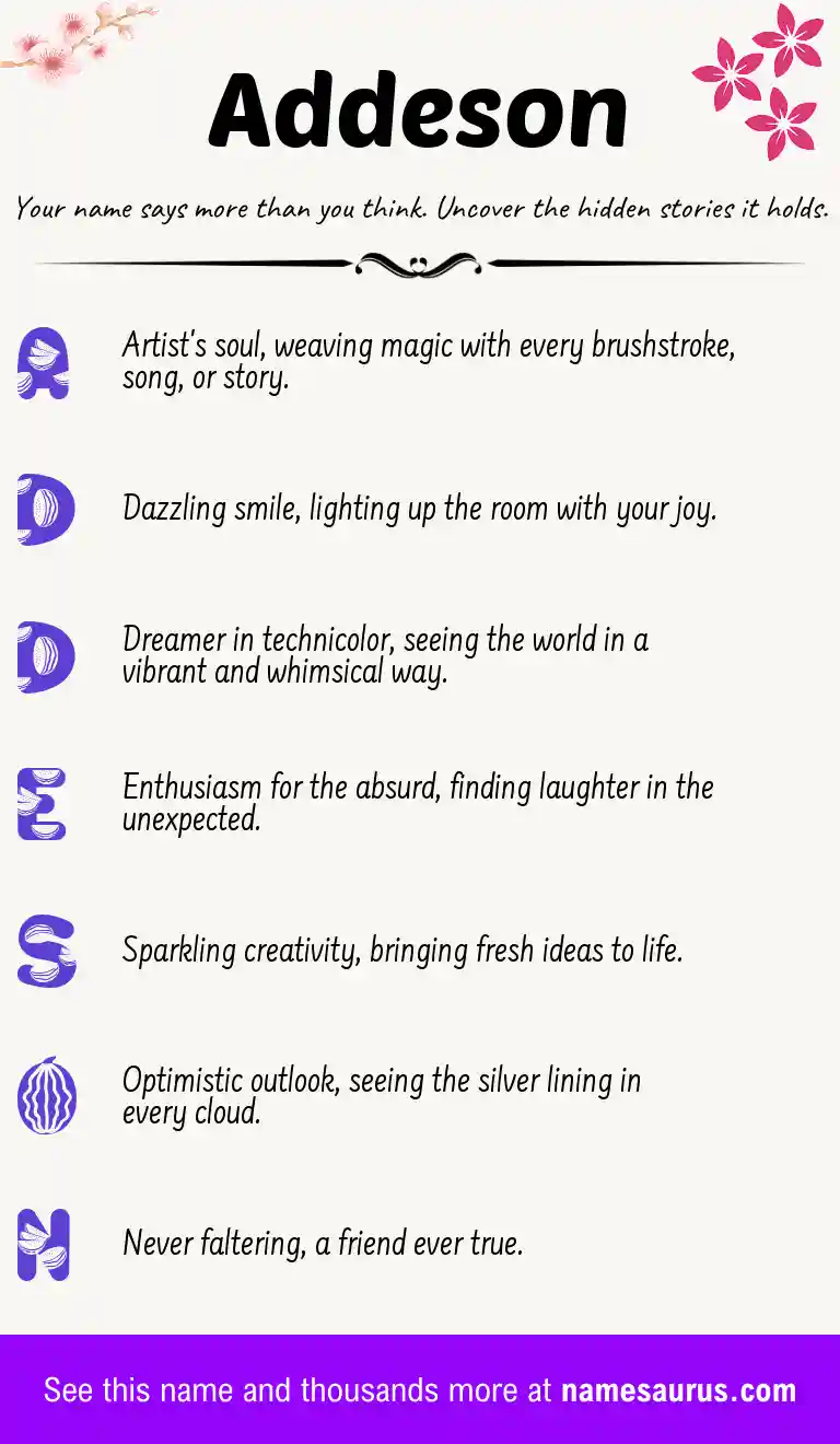 Acrostic poem about Addeson.