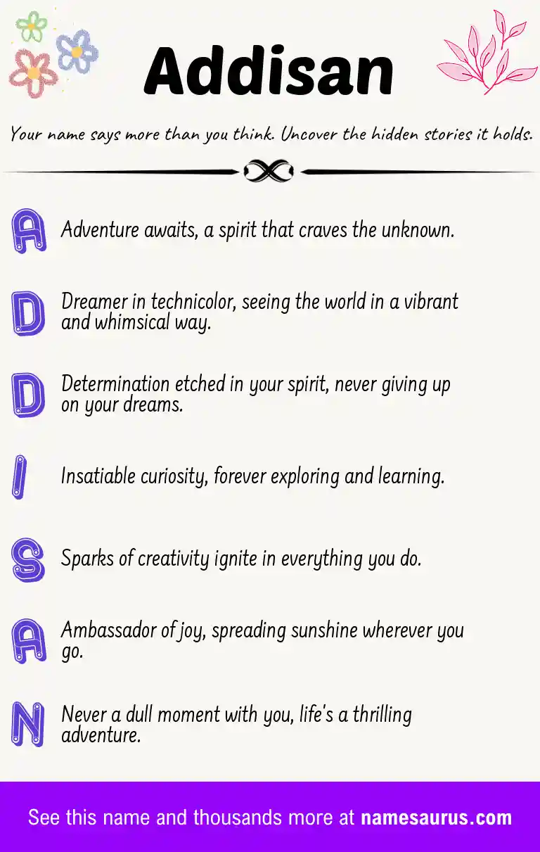 Acrostic poem about Addisan.