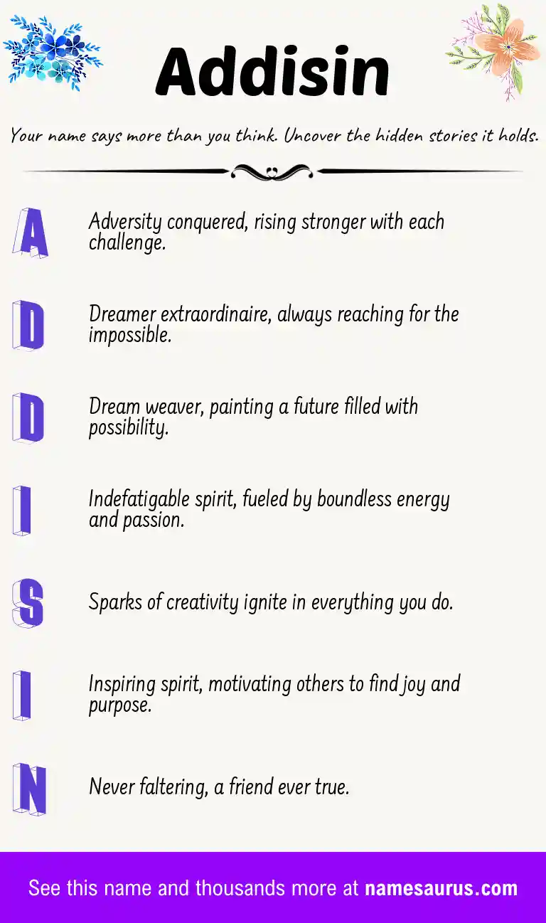 Acrostic poem about Addisin.