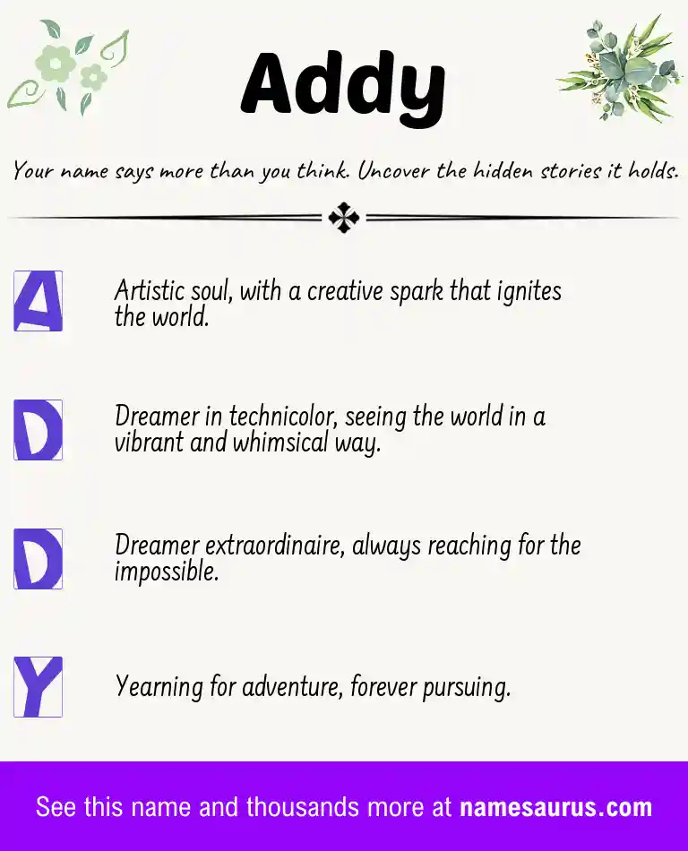 Acrostic poem about Addy.