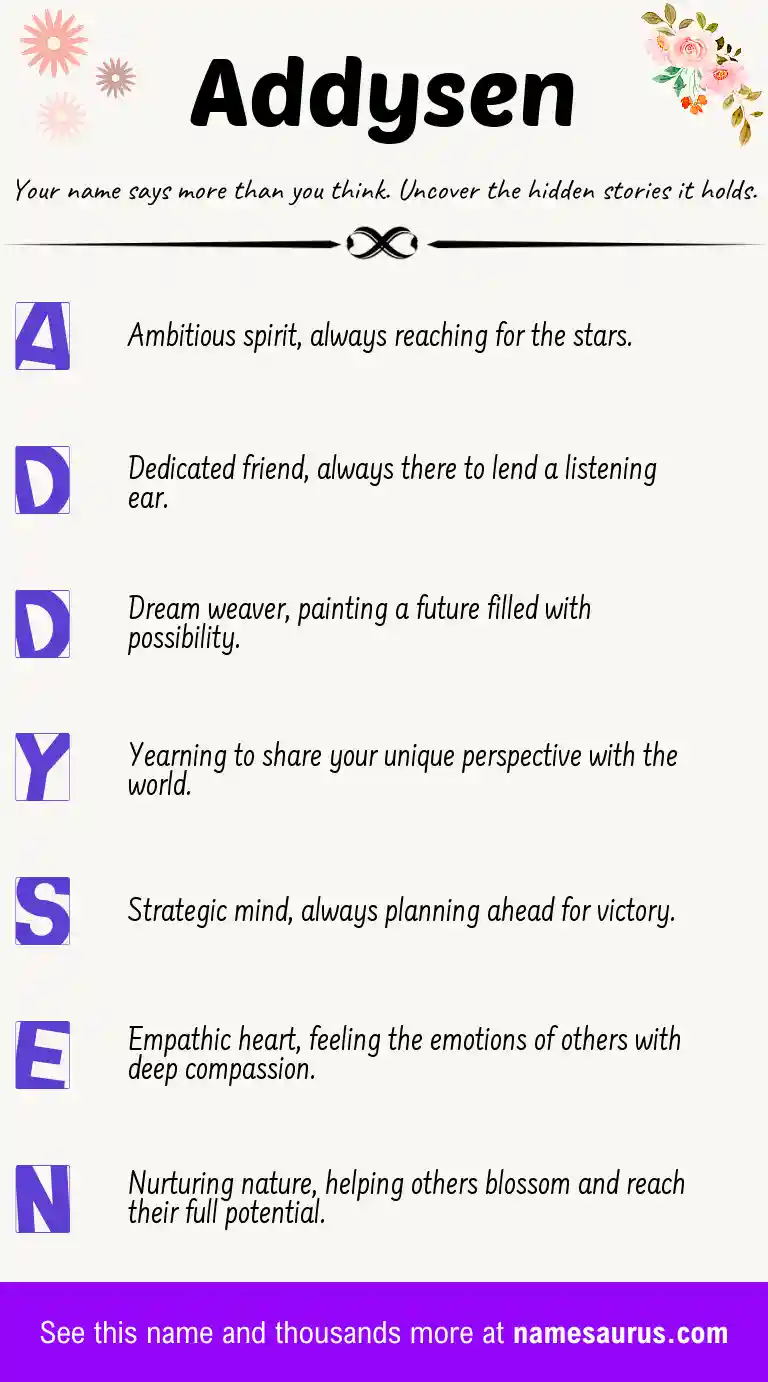 Acrostic poem about Addysen.