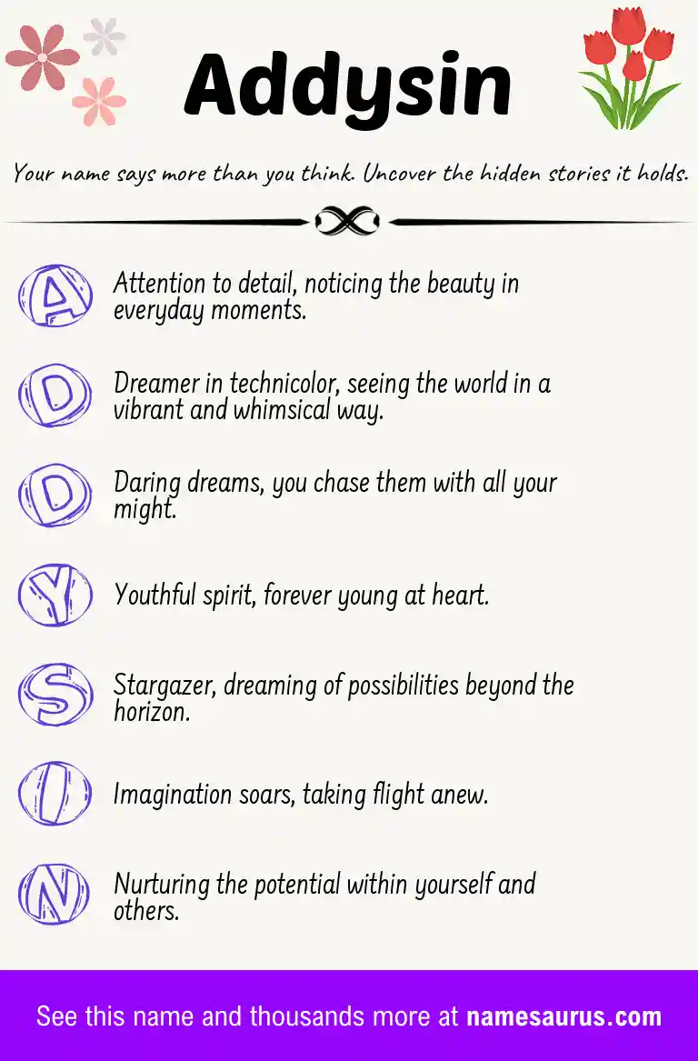 Acrostic poem about Addysin.