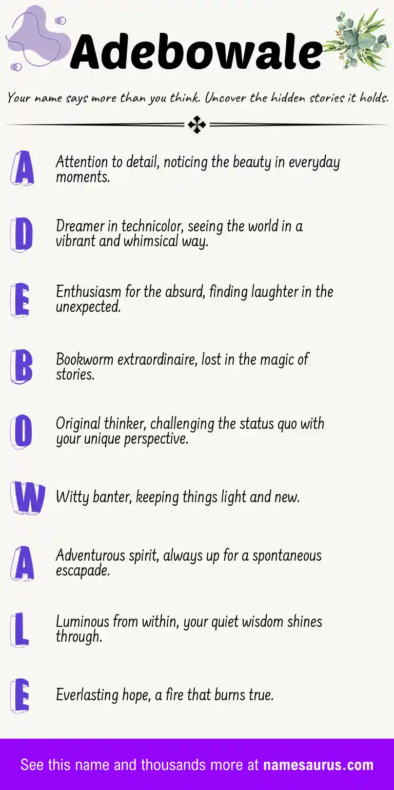 Acrostic poem about Adebowale.