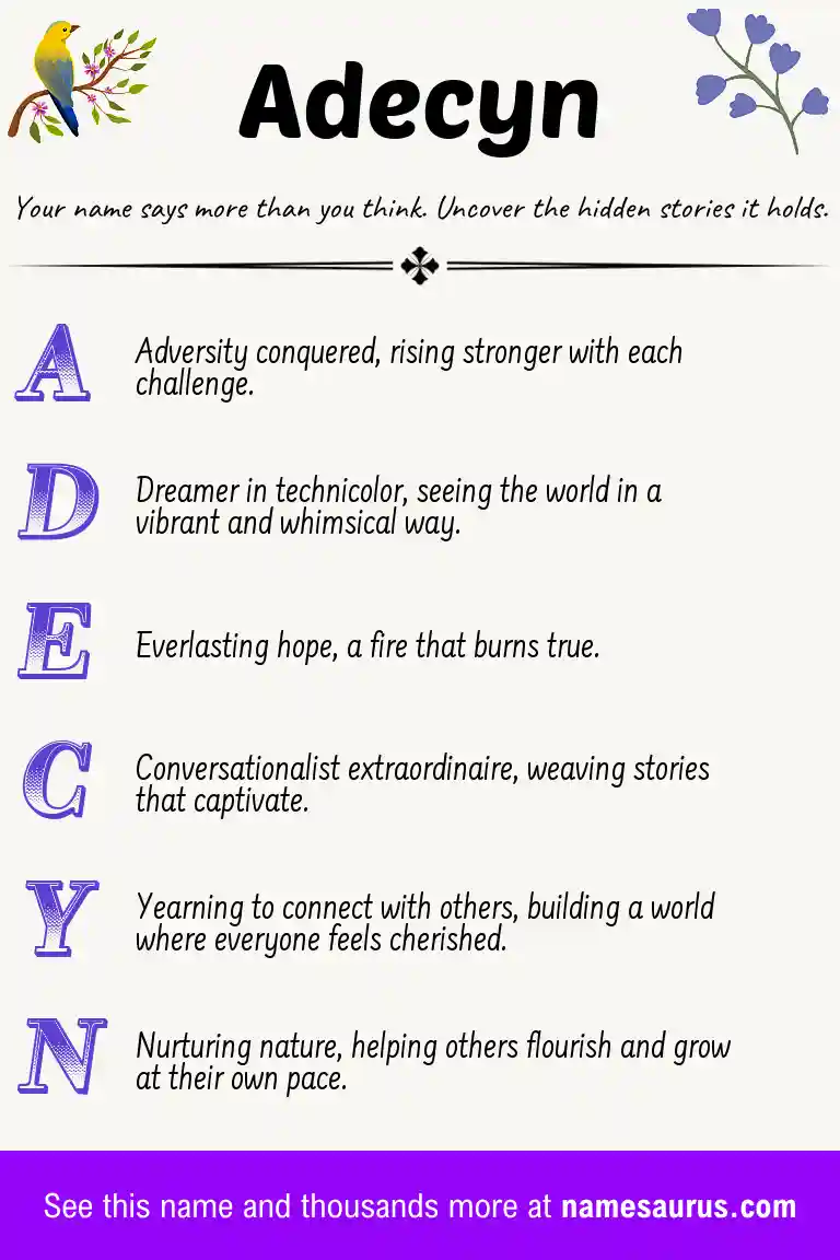 Acrostic poem about Adecyn.