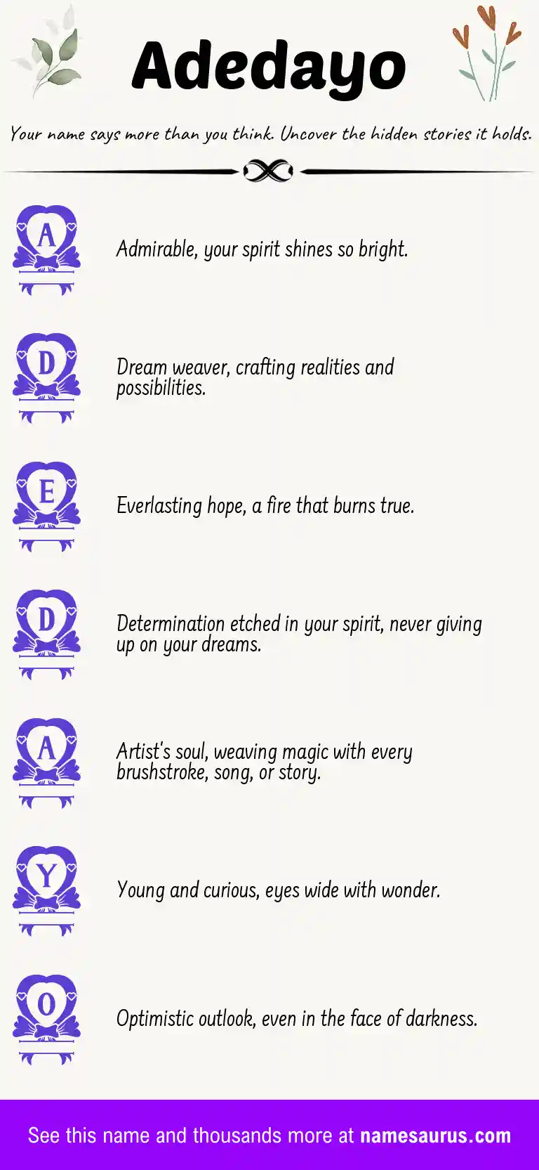 Acrostic poem about Adedayo.
