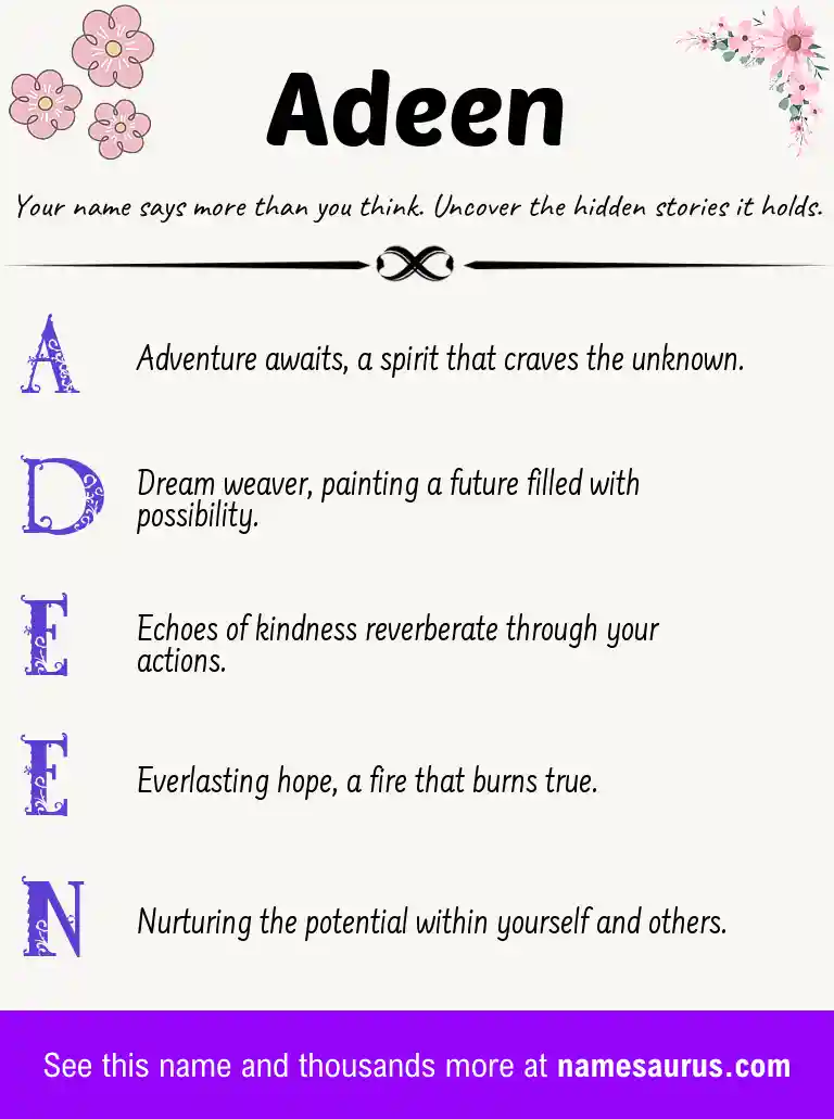 Acrostic poem about Adeen.