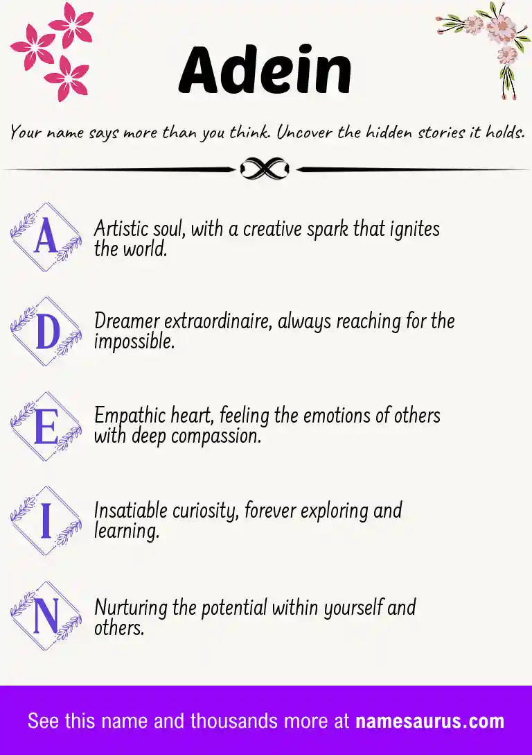 Acrostic poem about Adein.