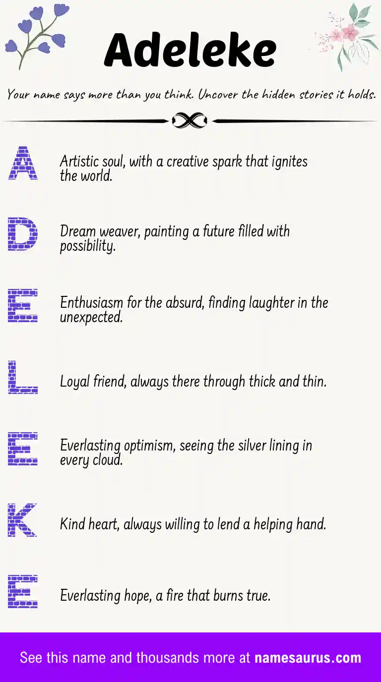 Acrostic poem about Adeleke.