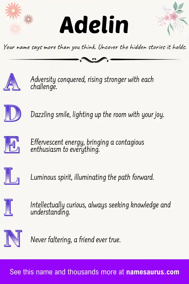 Acrostic poem about Adelin.