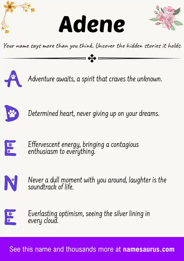Acrostic poem about Adene.