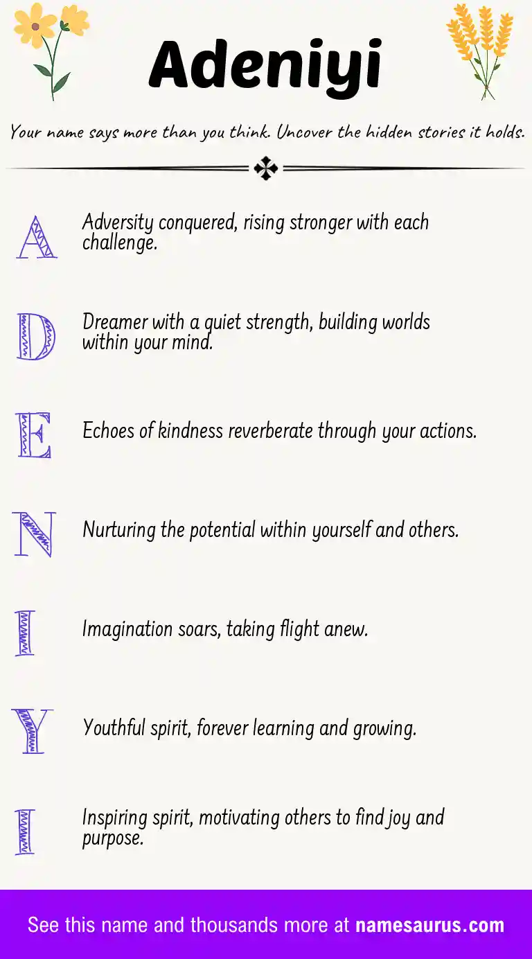 Acrostic poem about Adeniyi.