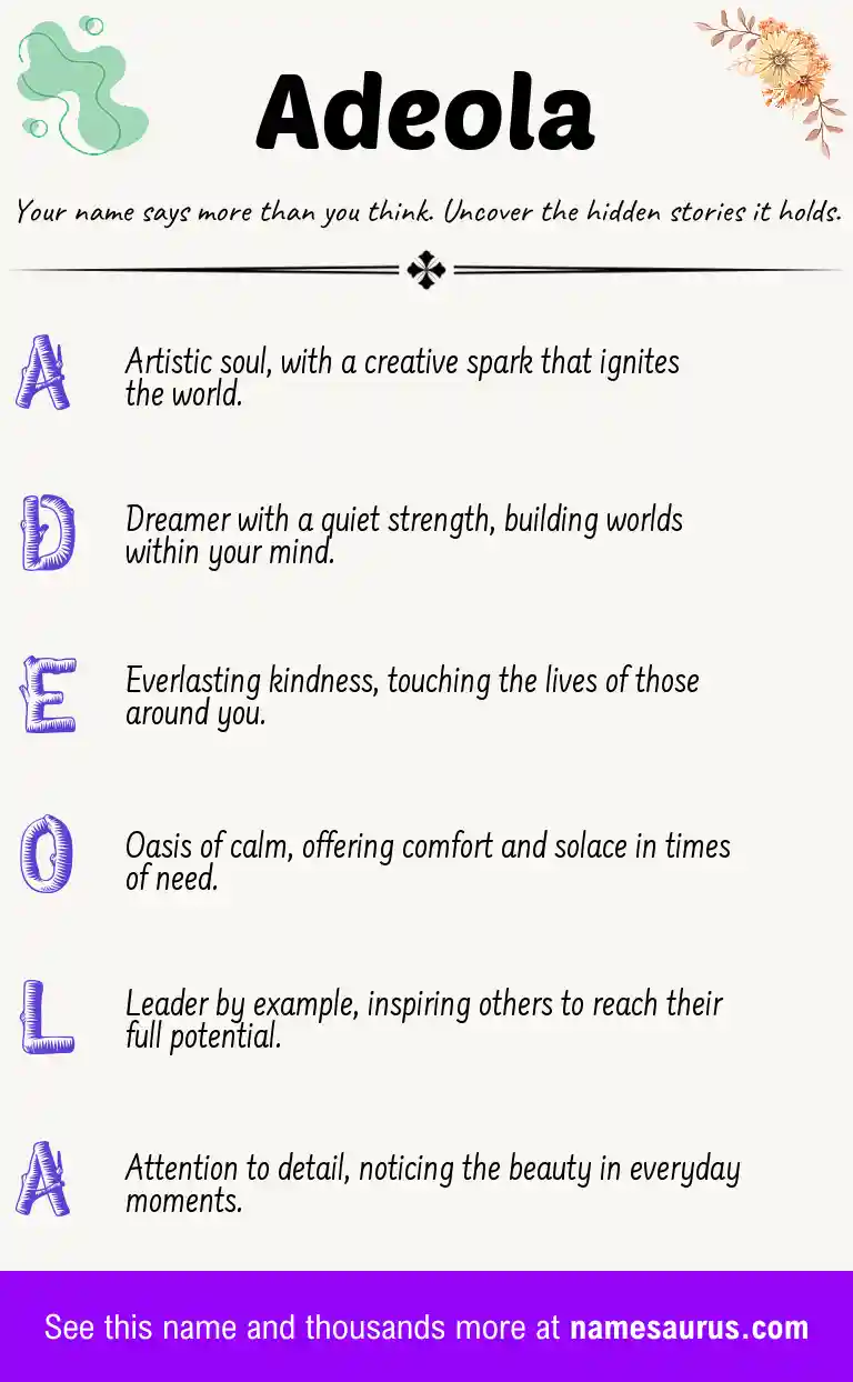 Acrostic poem about Adeola.