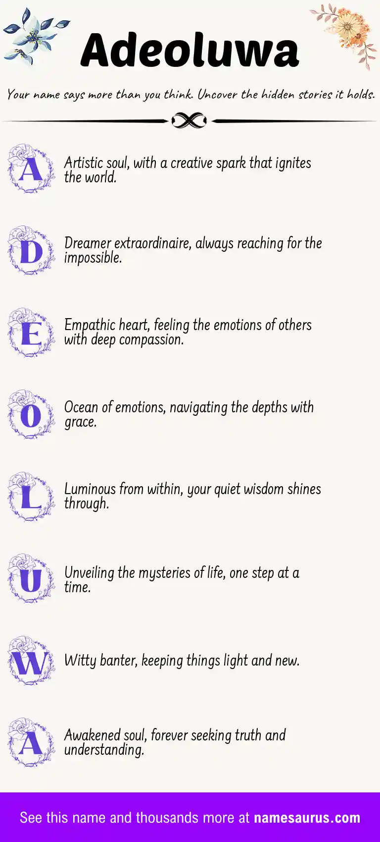 Acrostic poem about Adeoluwa.