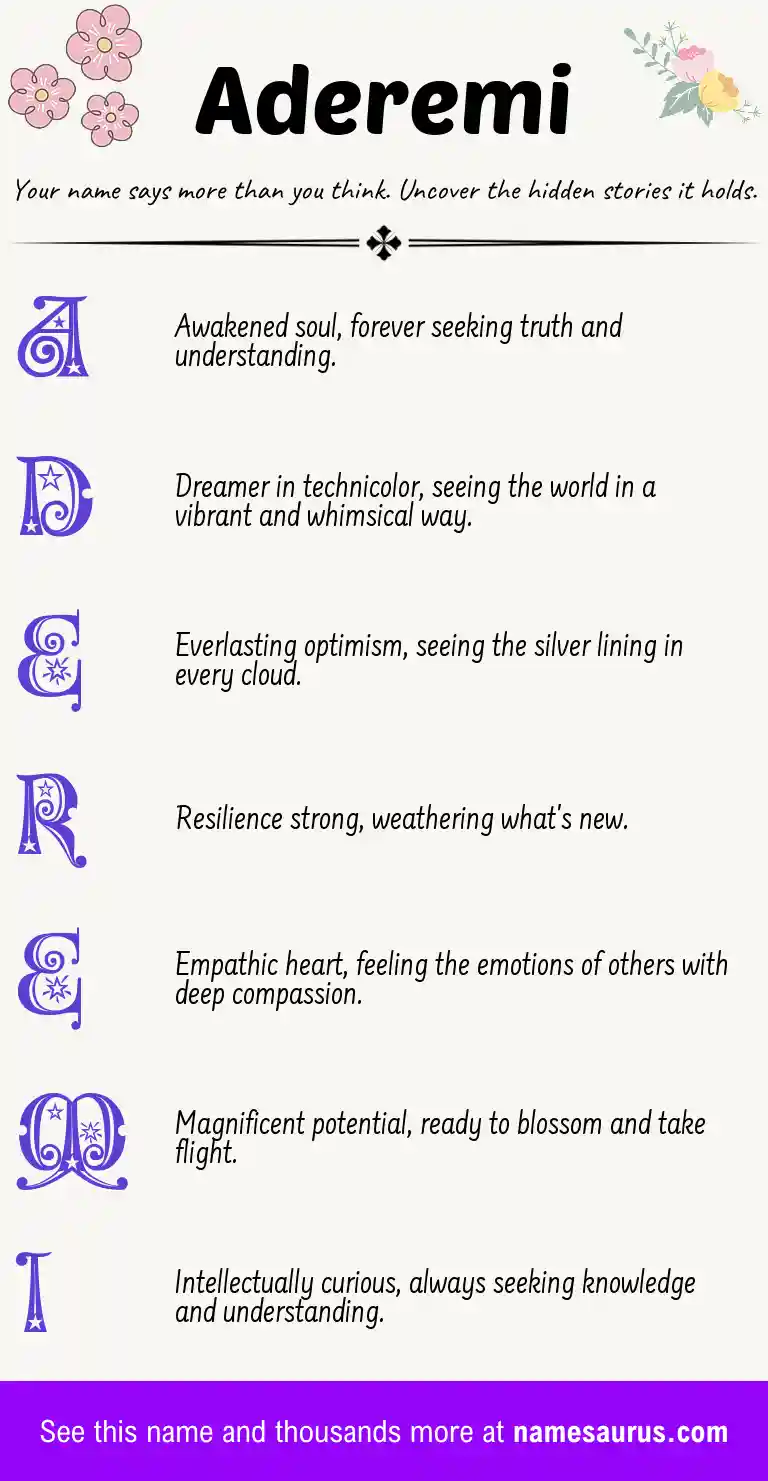 Acrostic poem about Aderemi.