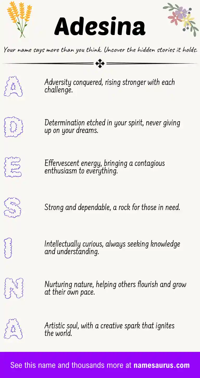 Acrostic poem about Adesina.