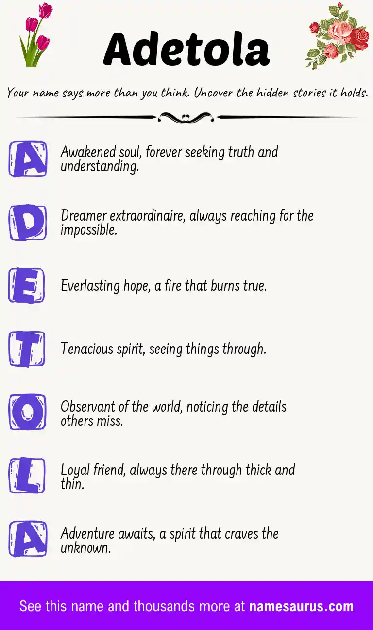 Acrostic poem about Adetola.