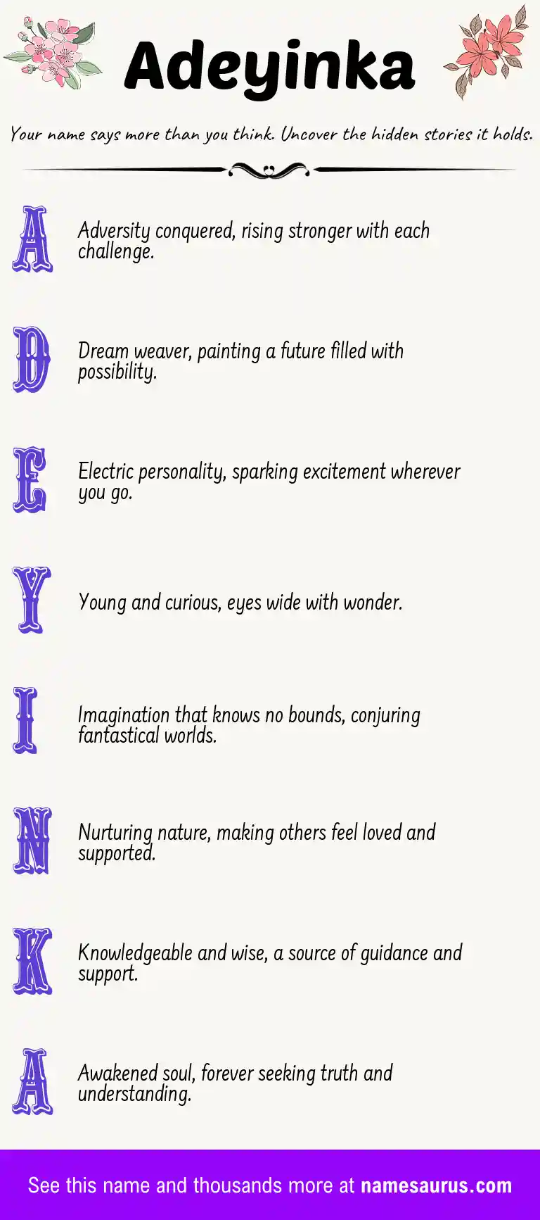 Acrostic poem about Adeyinka.