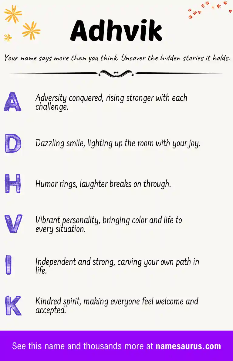 Acrostic poem about Adhvik.