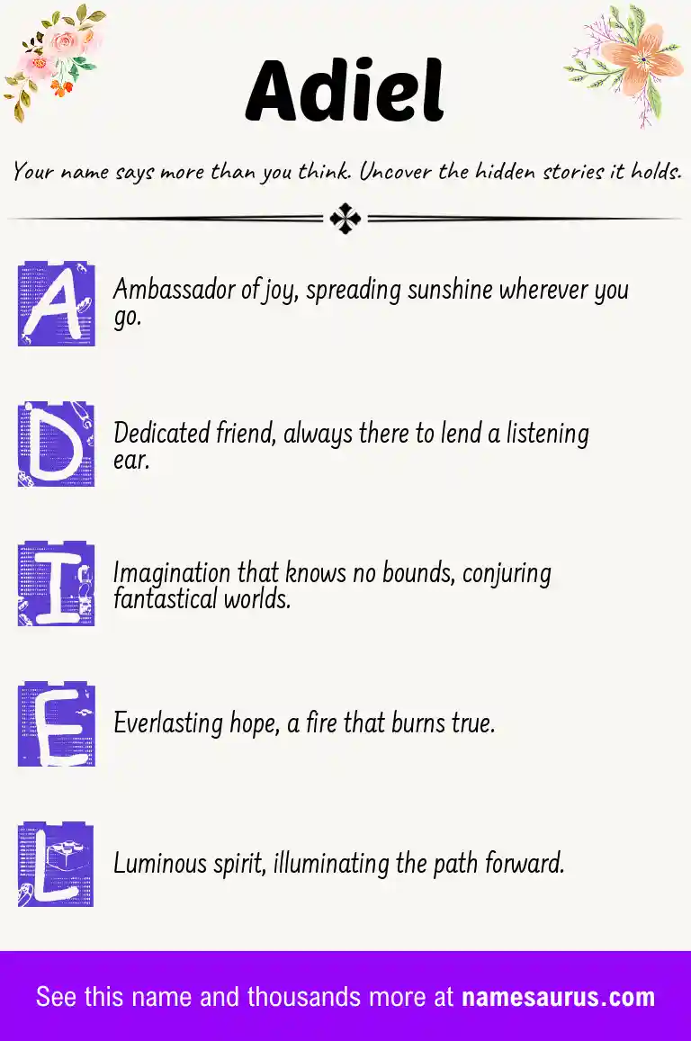 Acrostic poem about Adiel.