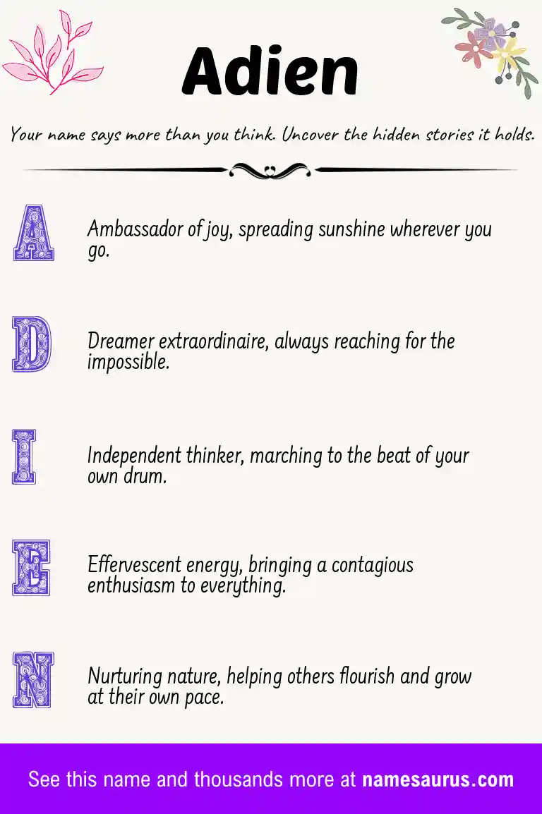 Acrostic poem about Adien.