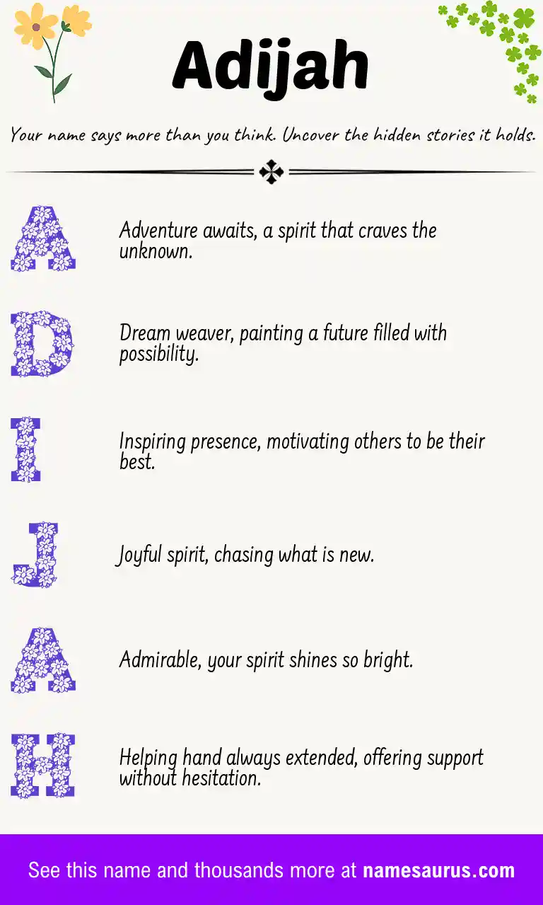 Acrostic poem about Adijah.