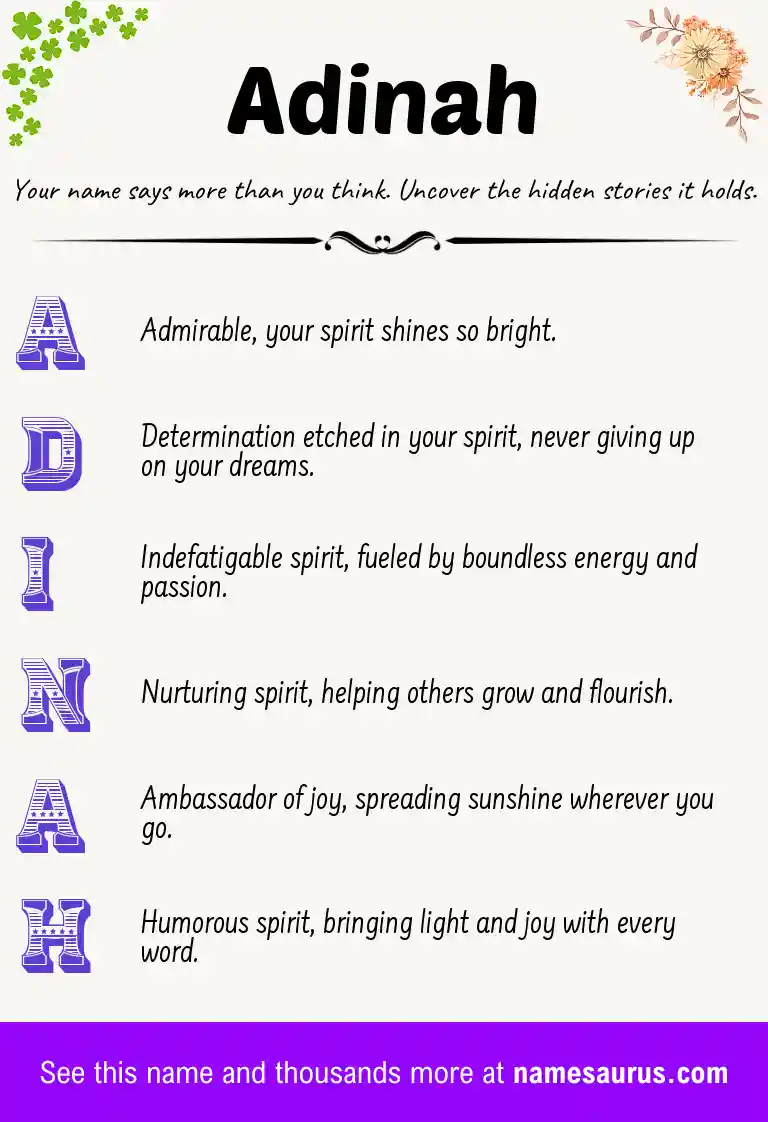 Acrostic poem about Adinah.