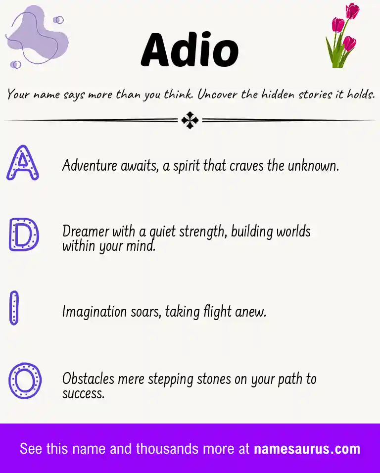 Acrostic poem about Adio.