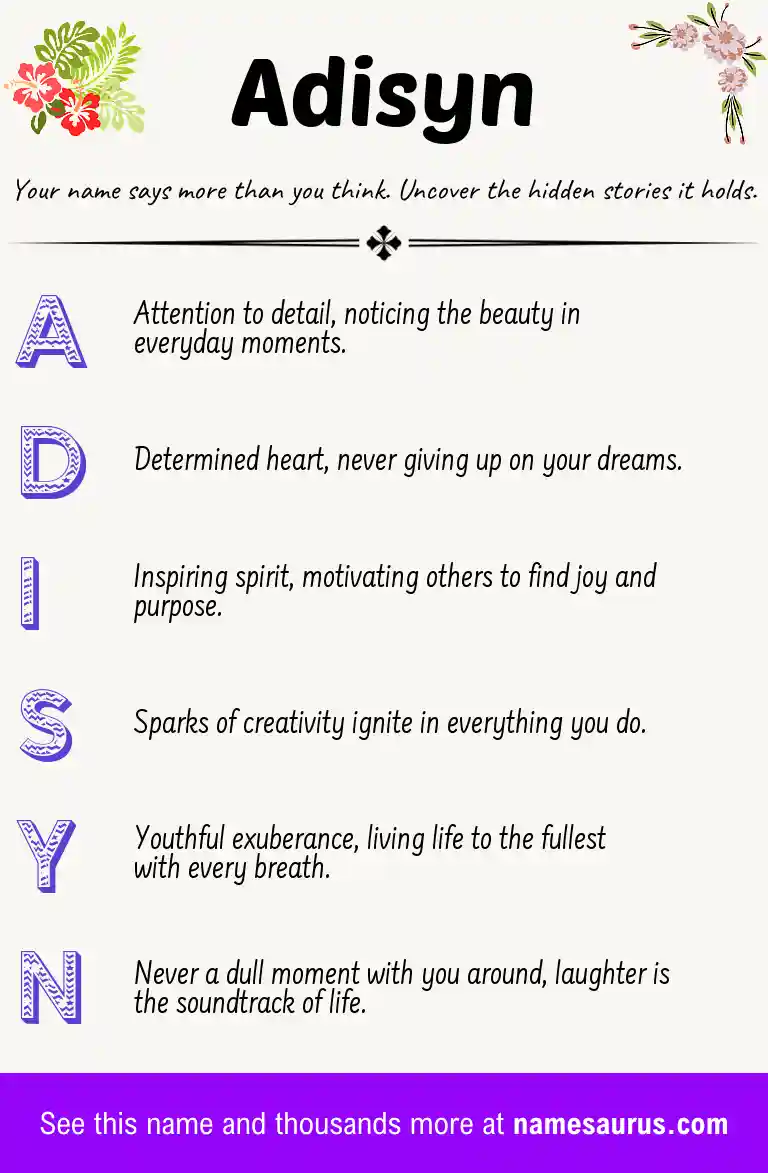 Acrostic poem about Adisyn.