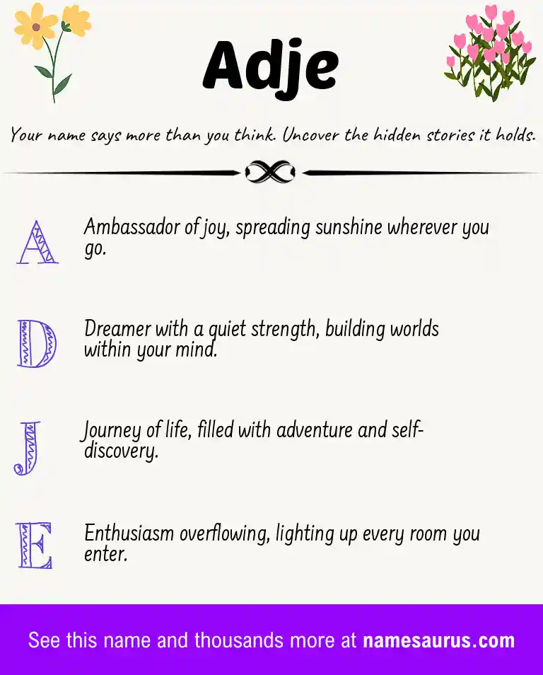 Acrostic poem about Adje.