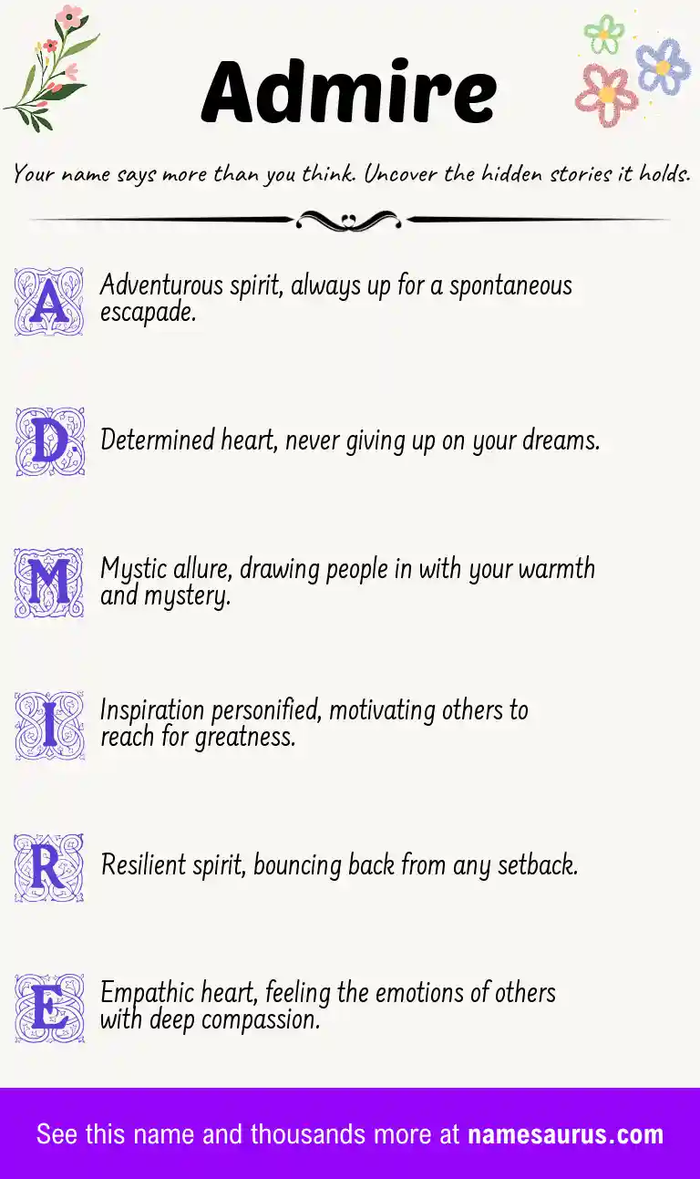 Acrostic poem about Admire.