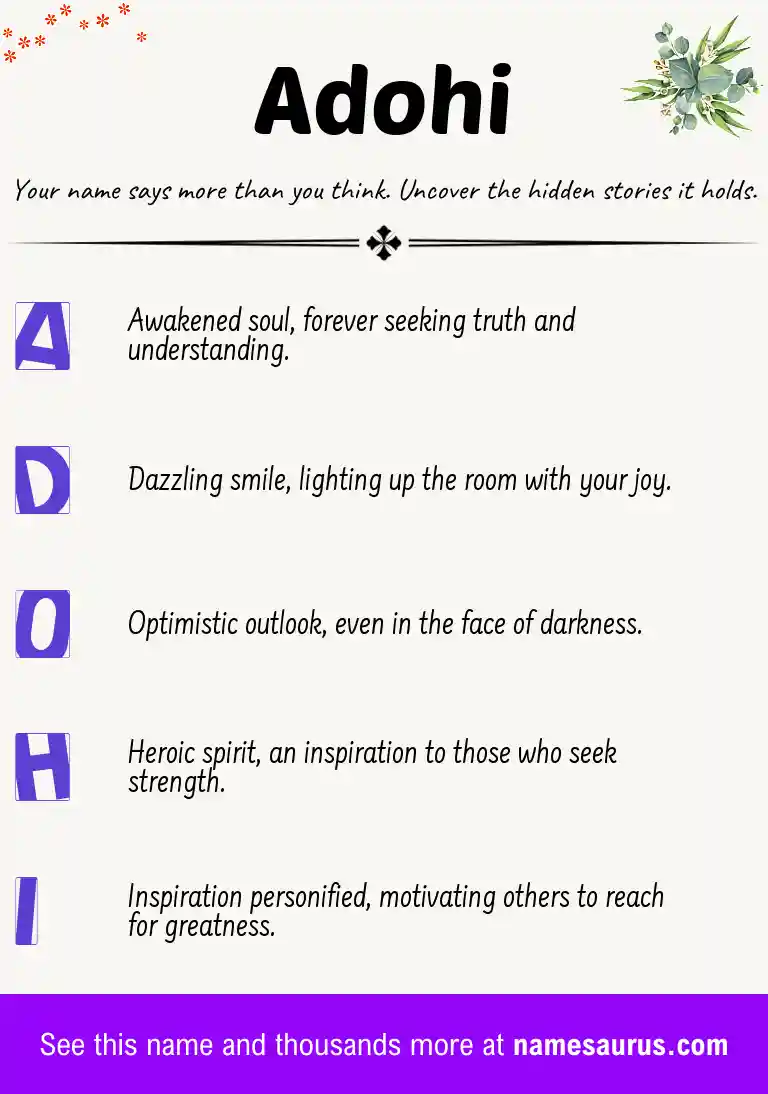 Acrostic poem about Adohi.