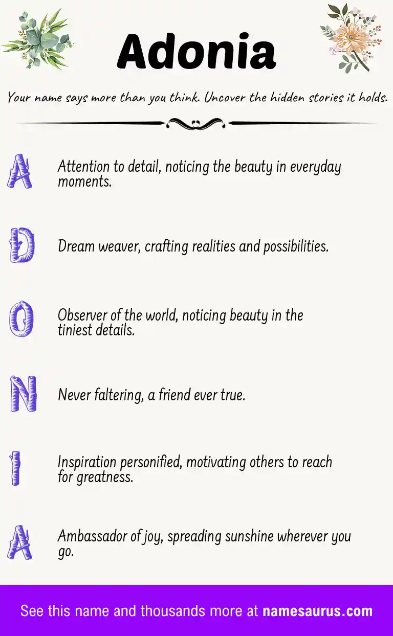 Acrostic poem about Adonia.