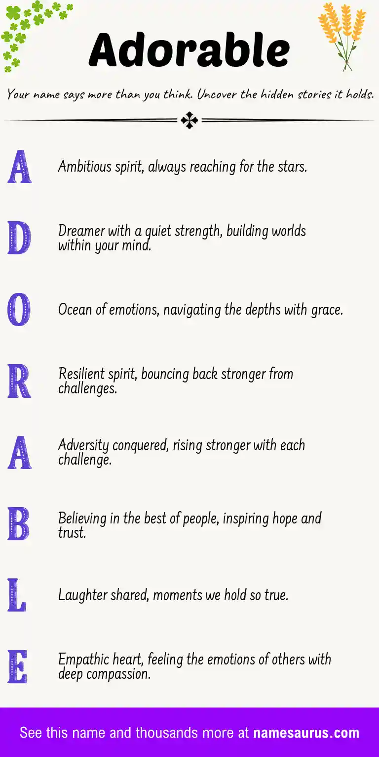 Acrostic poem about Adorable.