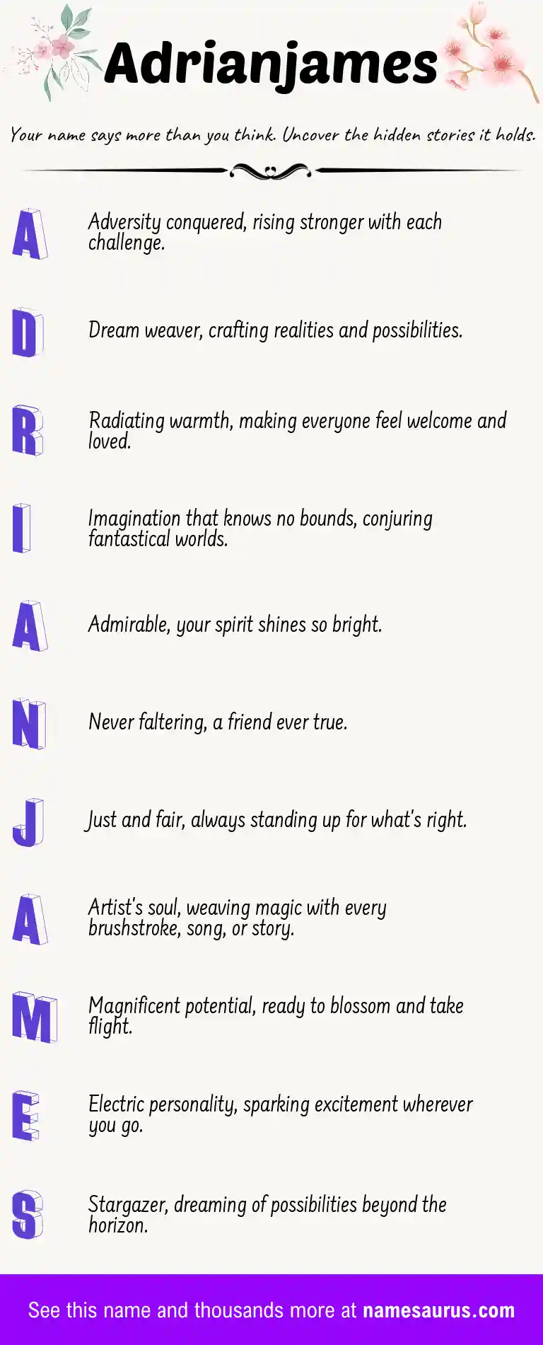 Acrostic poem about Adrianjames.