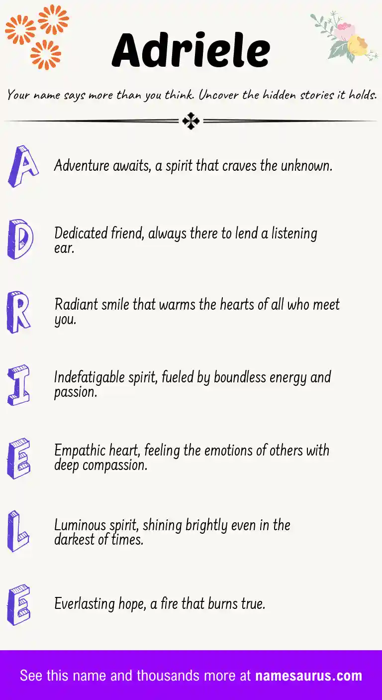 Acrostic poem about Adriele.