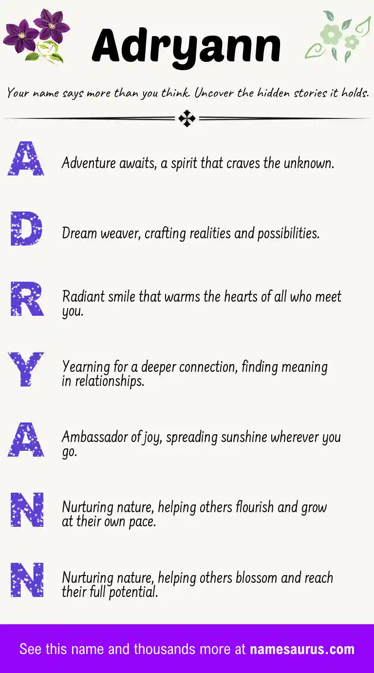 Acrostic poem about Adryann.