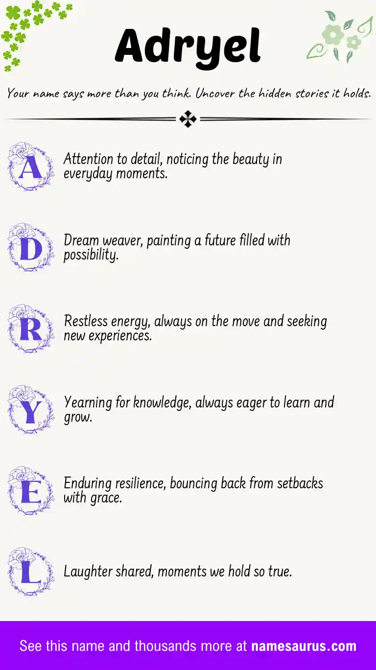 Acrostic poem about Adryel.
