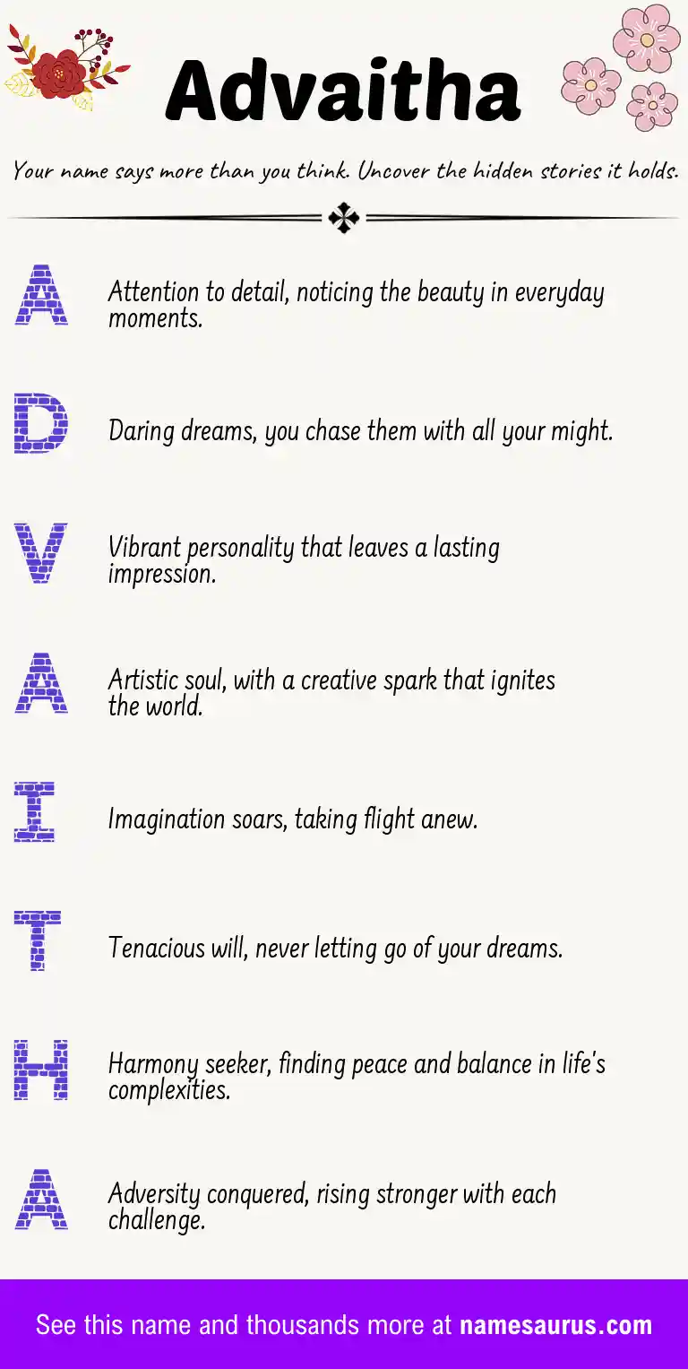 Acrostic poem about Advaitha.