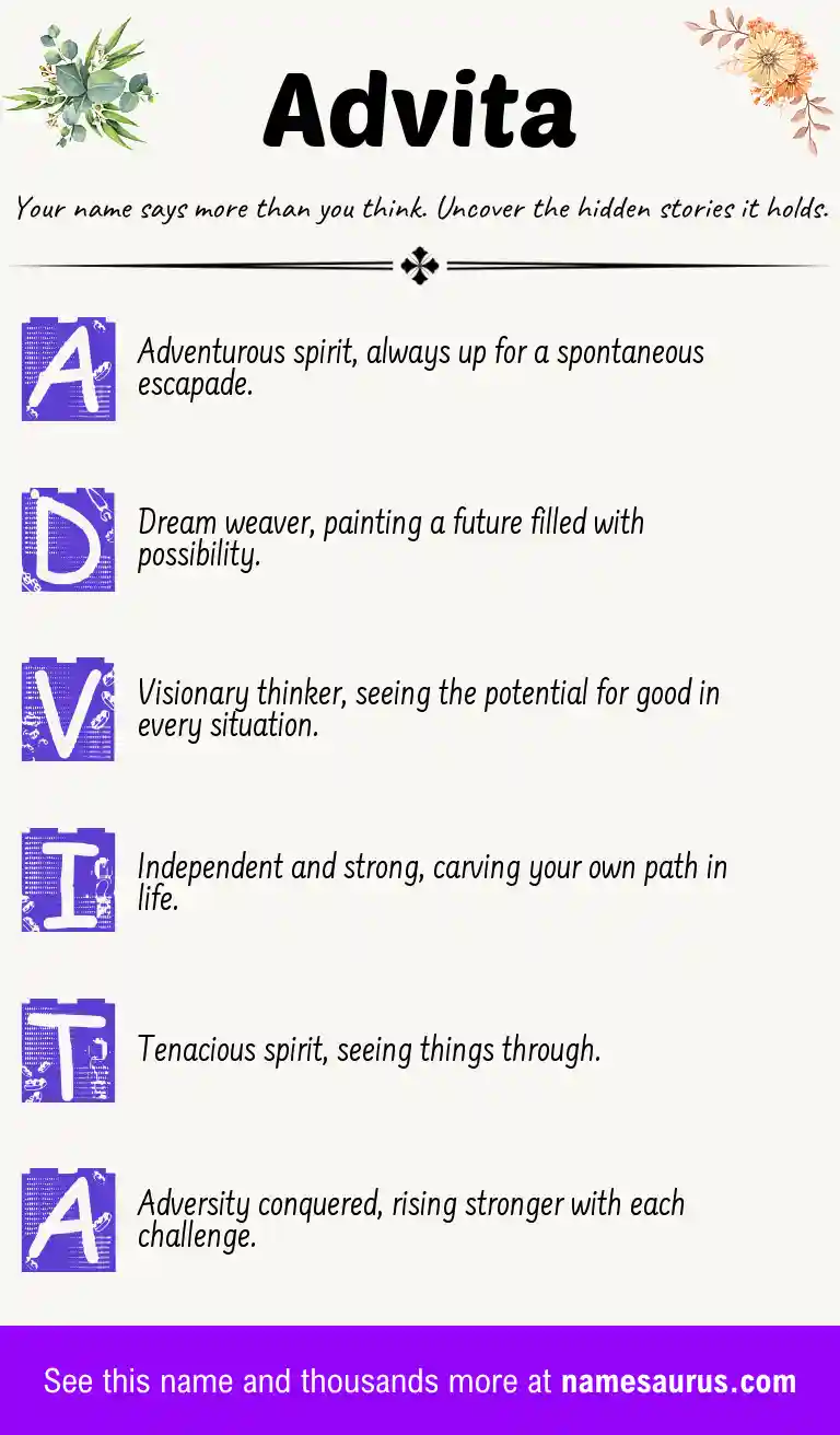 Acrostic poem about Advita.
