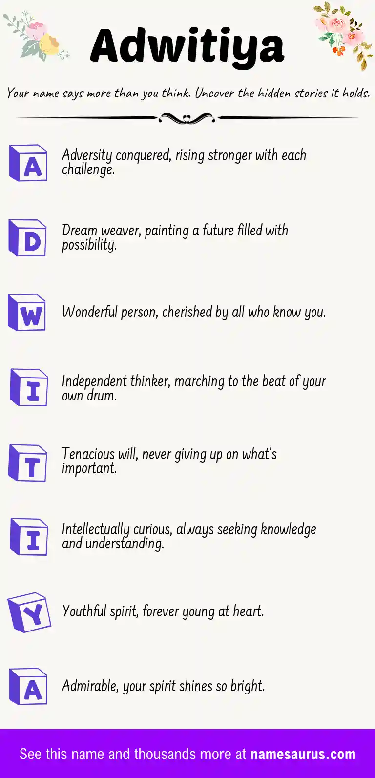 Acrostic poem about Adwitiya.
